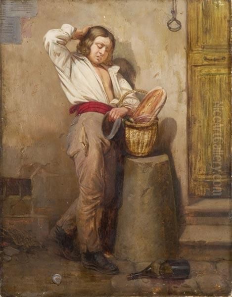 Il Garzone Del Pane E Del Vino Oil Painting by Alfred Alexandre Delauney