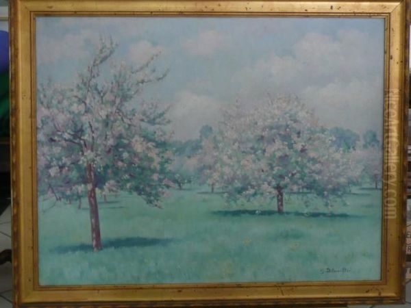 Arbres Fruitiers En Fleurs Oil Painting by Geex Delavallee