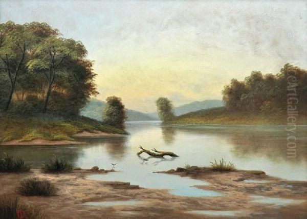 River Landscape Oil Painting by Valentine, Val Delawarr