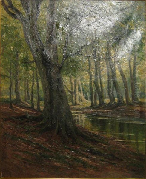 Vue Forestiere Oil Painting by Leon Delderenne