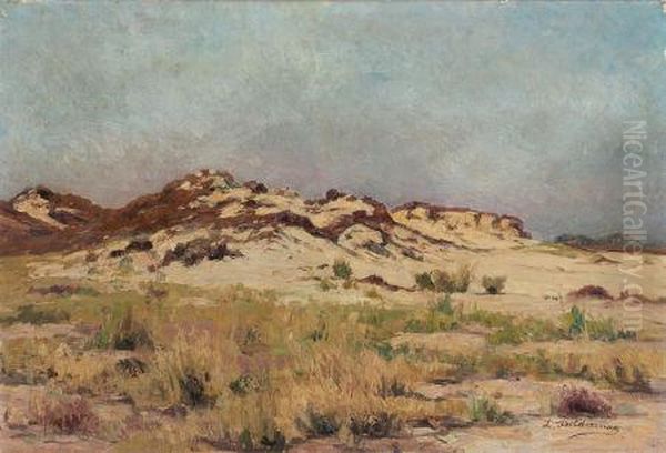 Landscape With Sand Dunes Oil Painting by Leon Delderenne