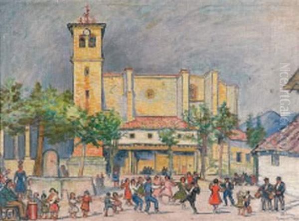 Fete A Lizurquil Oil Painting by Robert-Adrien Deletang