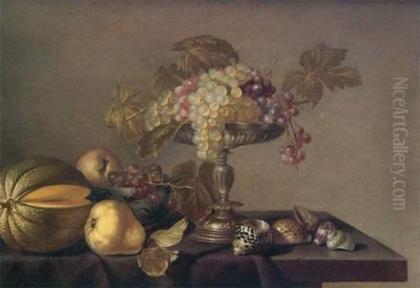 Nature Morte Aux Fruits Et Aux Coquillages Oil Painting by Cornelis Jacobsz Delff