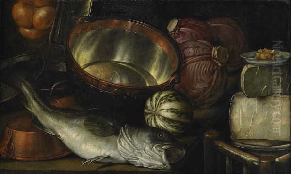 Stilleben Med Fisk Och Gronsaker Oil Painting by Cornelis Jacobsz Delff