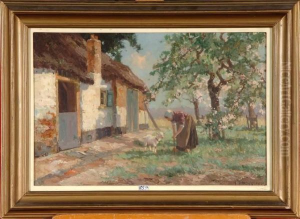 Cour De Ferme Animee Oil Painting by Gerardus Johannes Delfgaauw