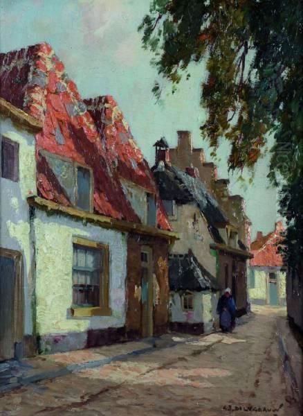 Straatje In Hattem Op Zonnige Dag Oil Painting by Gerardus Johannes Delfgaauw