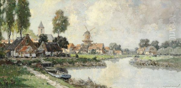 Nootdorp From Delft In The
Summer Oil Painting by Gerardus Johannes Delfgaauw