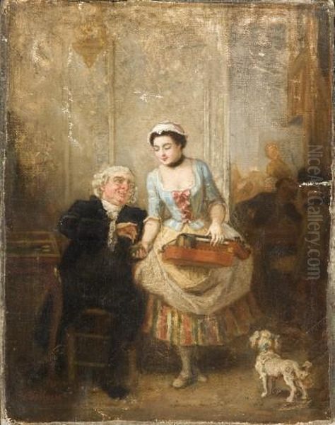 La Recompense De La Musicienne Oil Painting by Eugene Delfosse