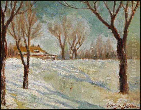 Winter, Dusk Oil Painting by Georges Marie Joseph Delfosse