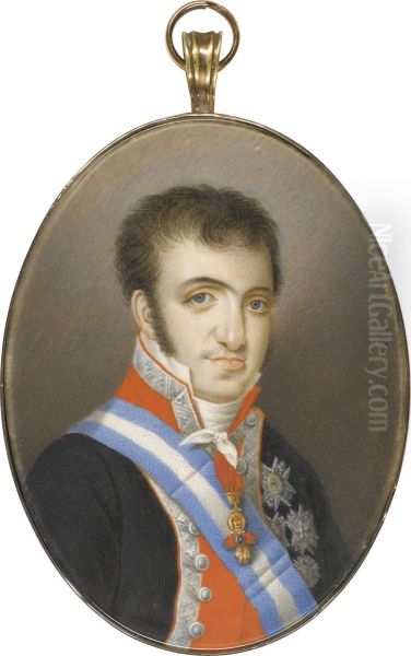 Portrait Of King Ferdinand Vii Of Spain (1784-1833) Oil Painting by Jose Delgado Y Meneses