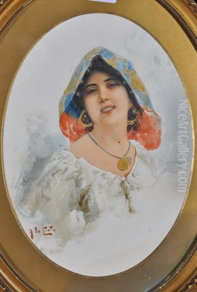 Italian Girl Oil Painting by Arnaldo Delisio