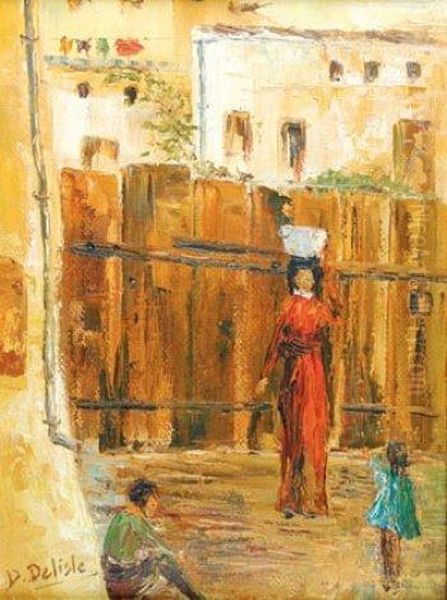 Calle De Pueblo Oil Painting by Aline V. Delisle