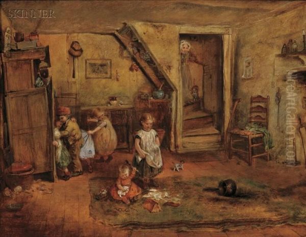 The Mischievous Kittens Oil Painting by John Henry Dell