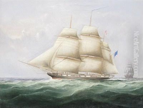 Clipper Ship Off Deal Oil Painting by John Henry Dell