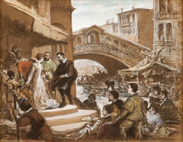 Scena Storica A Venezia Oil Painting by Cesare Felix dell' Acqua