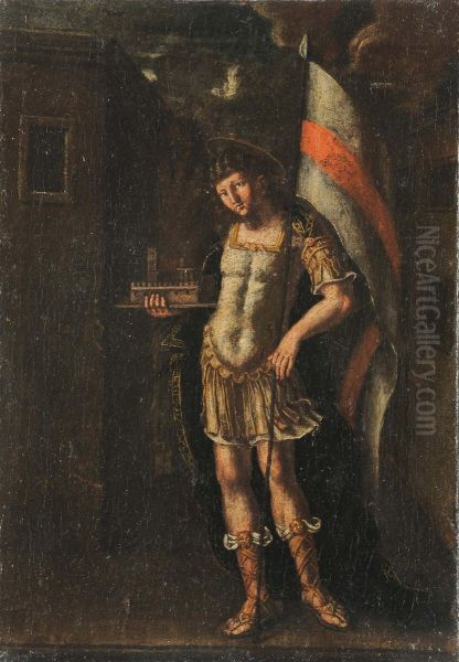 Arcangelo Protettore Di Una Citta' Oil Painting by Niccolo Dell'Abate