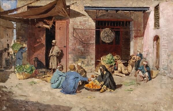 The Orange Seller Oil Painting by Umberto Dell'Orto