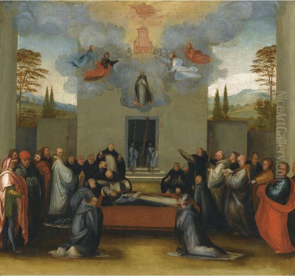 The Lying In State And Ascension Of Saint Anthonius Oil Painting by Fra Bartolommeo della Porta