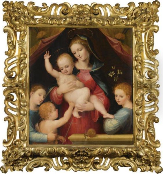 Madonna And Child With Saint John The Baptist And Two Angels Oil Painting by Fra Bartolommeo della Porta