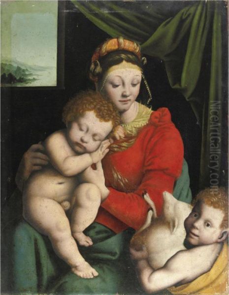 Madonna Col Bambino E San Giovannino Oil Painting by Cerva Giovanni Battista Della