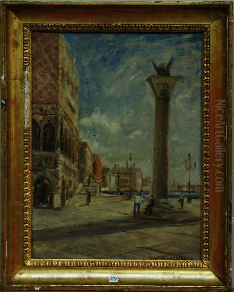 L'obelisco Di Piazza San Marco A Venezia Oil Painting by Mario Della Foglia