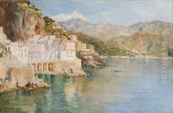 Veduta Di Atrani Oil Painting by Angelo Della Mura