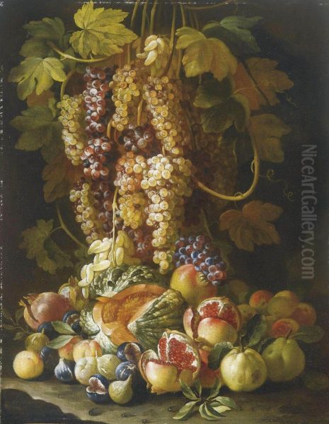 Uva, Fichi E Melograne Oil Painting by Francesco Della Questa