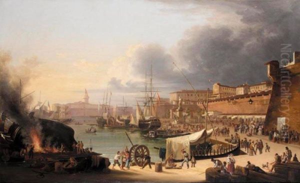 Livorno Oil Painting by Pietro Della Valle