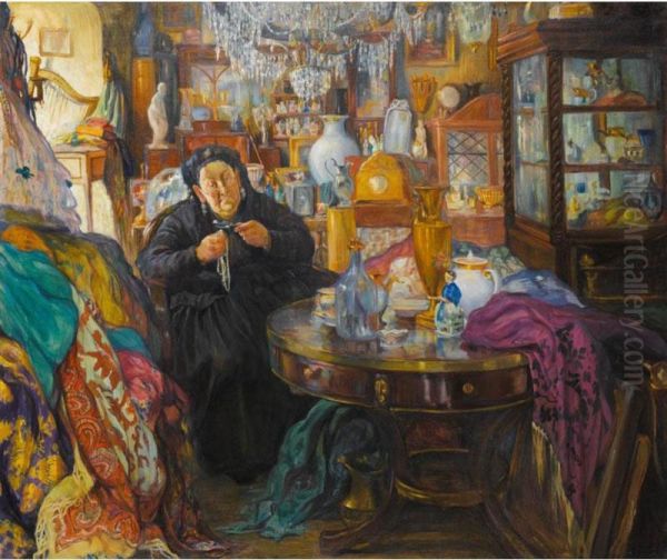 The Antiques Shop Oil Painting by Olga Della-Vos-Kardovskaya