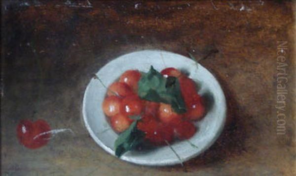 Nature Morte Aux Cerises Oil Painting by Francois Alfred Delobbe