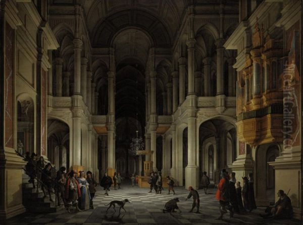 The Interior Of A Renaissance Oil Painting by Anthonie De Lorme