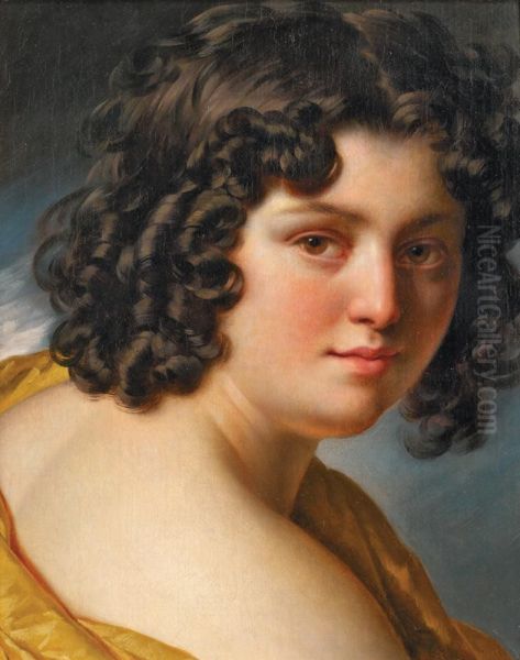 Portrait De Jeune Fille En Buste A L'epaule Denudee Oil Painting by Pierre Claude Fr. Delorme