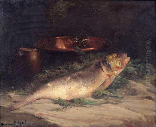 Nature Morte Au Poisson Oil Painting by Hermann Delpech