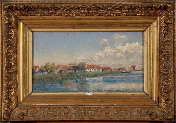 Paysage Lacustre Oil Painting by Willem Charles L. Delsaux