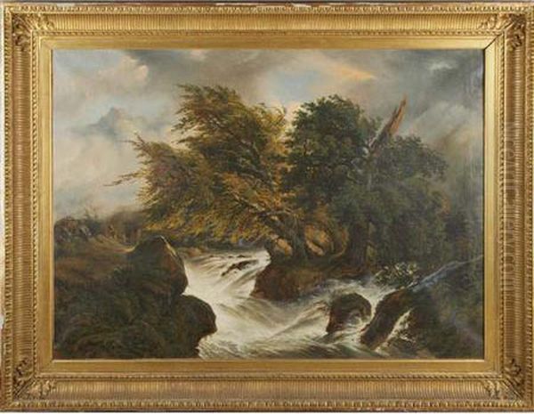 Raging Torrent Oil Painting by Edouard Delvaux