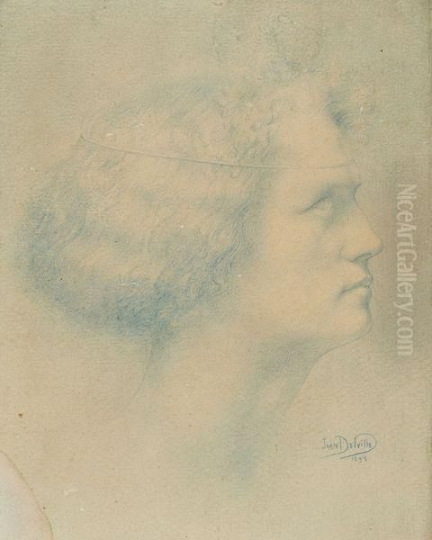 Tete De Profil Oil Painting by Jean Delville