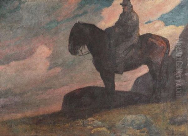 Visser Te Paard Aan De Kust Oil Painting by Jean Joseph Delvin