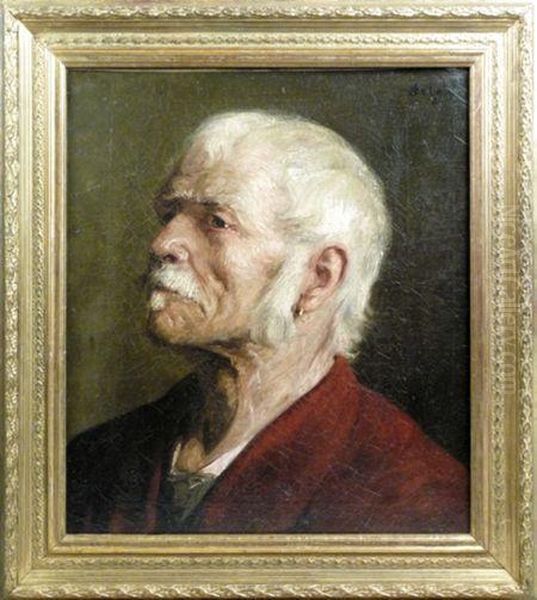 Portrait Of An Old Sailor, Head And Oil Painting by Jean Joseph Delvin