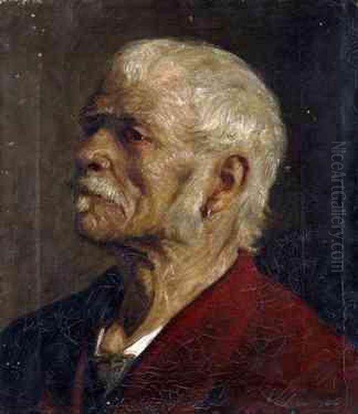 Head And Shoulderportrait Study Of An Elderly Gentleman Oil Painting by Jean Joseph Delvin