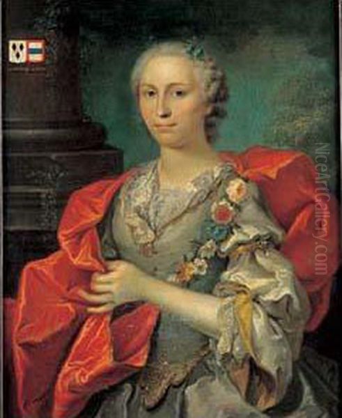 Portrait De Madame De Dampierre De Greny Oil Painting by Jean-Francois Delyen