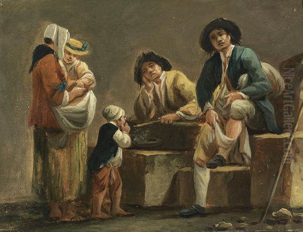 Reunion Paysanne Oil Painting by Pierre-Antoine Demachy