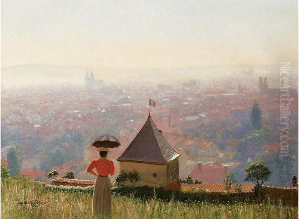 Panorama Of Rouen Oil Painting by Adolphe Demange