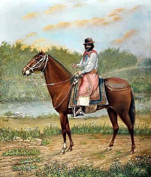 Gaucho De La Epoca De Rosas Oil Painting by Bernabe Demaria