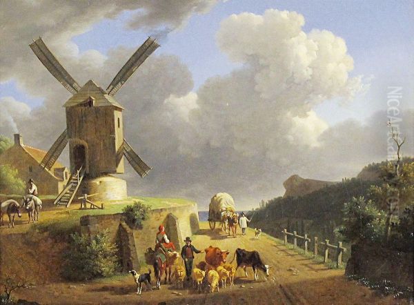 Rencontre Pres D'un Moulin Oil Painting by Jean-Francois Demay