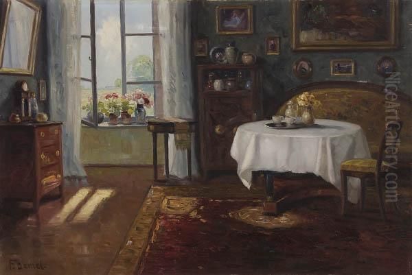 Interior Scene Of Dining Room Oil Painting by Franz Demel