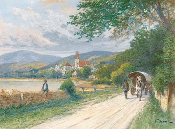 A View Of Weissenkirchen In The Wachau Oil Painting by Franz Demel