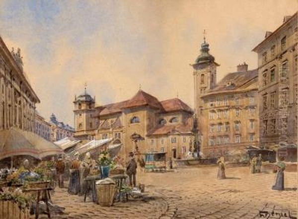 Freyung Oil Painting by Franz Demel