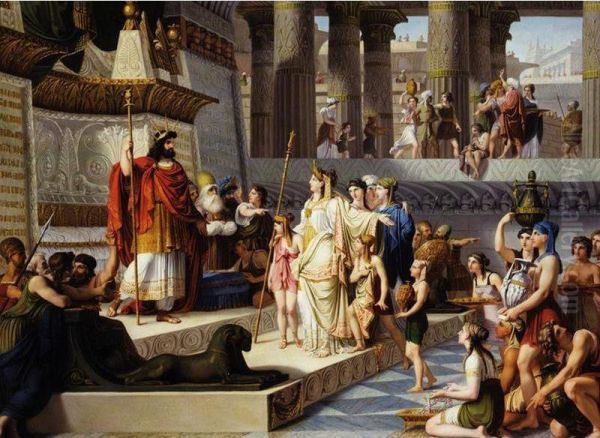 Solomon And The Queen Of Sheba Oil Painting by Giovanni Demin