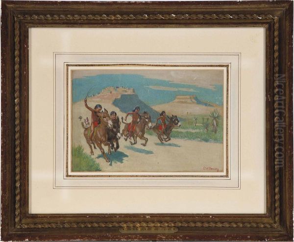 Donkey Race Oil Painting by Edwin Willard Deming