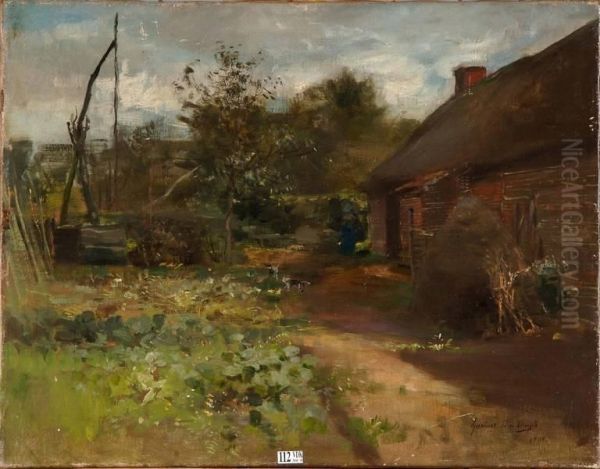 Potager Devant La Ferme Oil Painting by Gustave Den Duyts